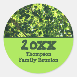 Family Reunion Green Leaves Nature Photo Event Classic Round Sticker