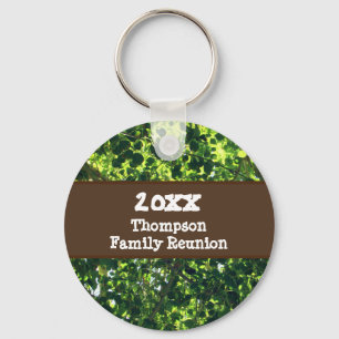 Family Reunion Green Leaves Tall Tree Keepsake Key Ring