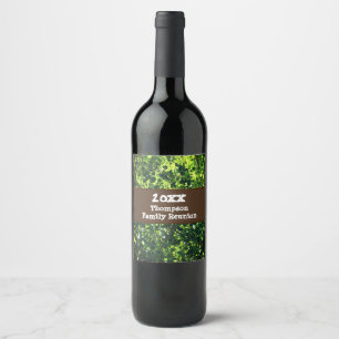 Family Reunion Green Leaves Tree Branches Picnic Wine Label