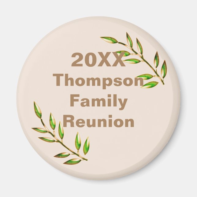 Family Reunion Green Tree Branch Keepsake Memento Magnet (Front)