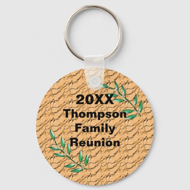 Family Reunion Green Tree Branches Keepsake Key Ring (Front)