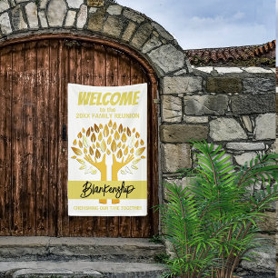 Family Reunion Hands Tree Leaves on White Custom Banner