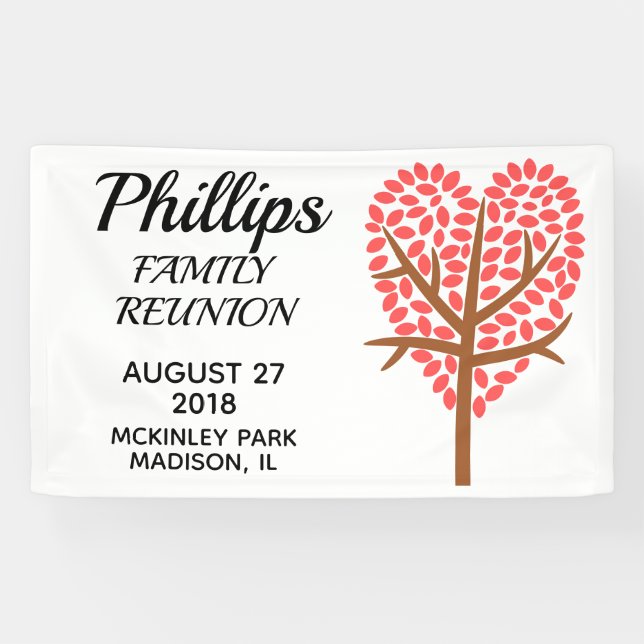 Family Reunion Heart Tree Banner (Horizontal)