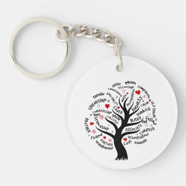 family reunion heart tree black silohette keyring (Front)