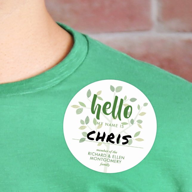 Family Reunion HELLO MY NAME IS Tree Classic Round Sticker (Creator Uploaded)
