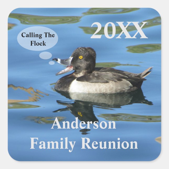 Family Reunion Humourous Duck Event Announcement Square Sticker (Front)