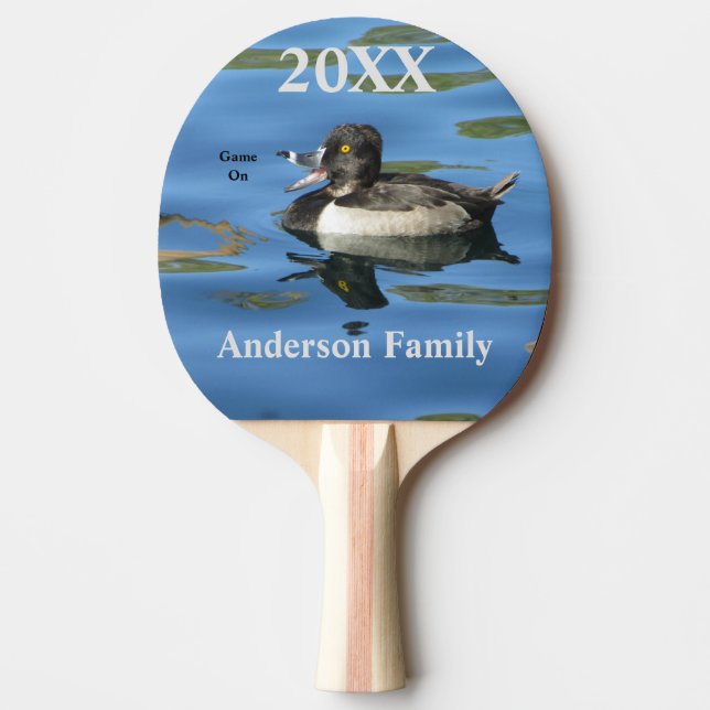 Family Reunion Humourous Duck on Lake Event Ping Pong Paddle (Front)