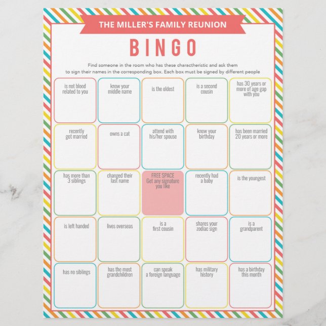 Family Reunion Ice Breaker 2 in 1 Games Flyer (Front)