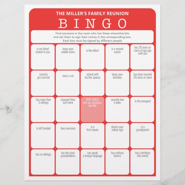 Family Reunion Ice Breaker 2 in 1 Games Flyer (Front)