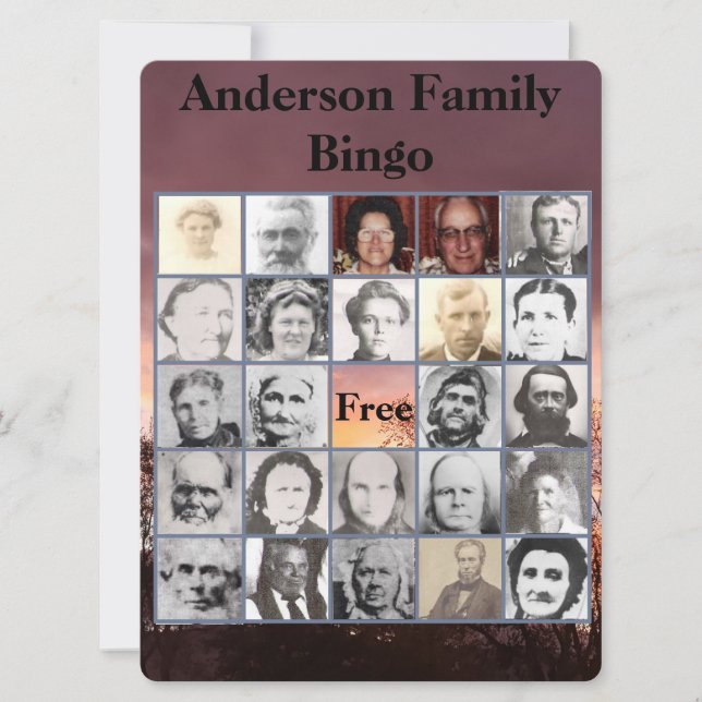 Family Reunion Invitation and Photo Bingo Card (Front)