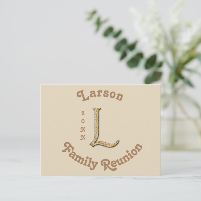 Family Reunion Invitation Gold Silver Letter L Postcard (Standing Front)