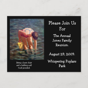 FAMILY REUNION INVITATION, LAKE, BEACH, SWIMMING INVITATION POSTCARD