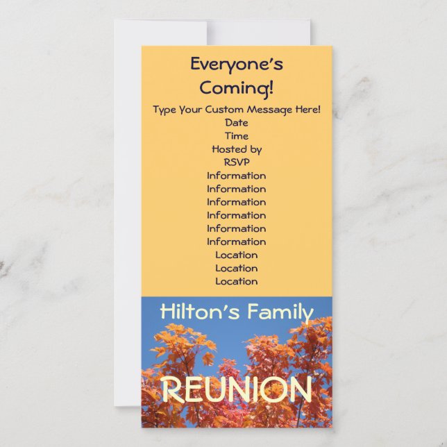 Family Reunion Invitations Announcement Cards (Front)