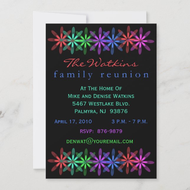 Family Reunion Invitations in Multi Colours (Front)