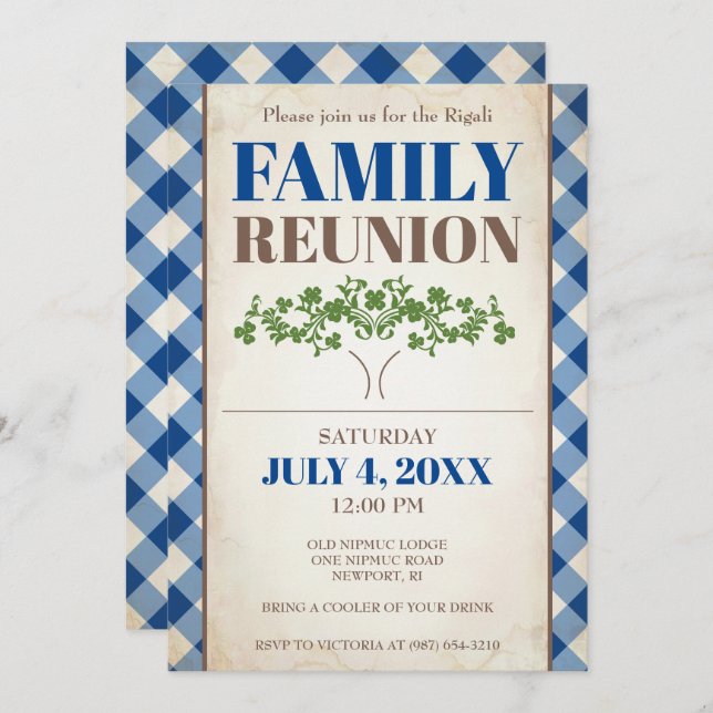 Family Reunion Invite, Tree, Family Picnic Invitation (Front/Back)