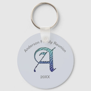 Family Reunion Keepsake Letter A Monogram Initial Key Ring