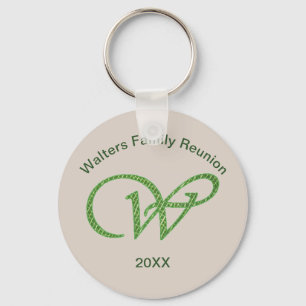 Family Reunion Keepsake Letter W Monogram Initial Key Ring