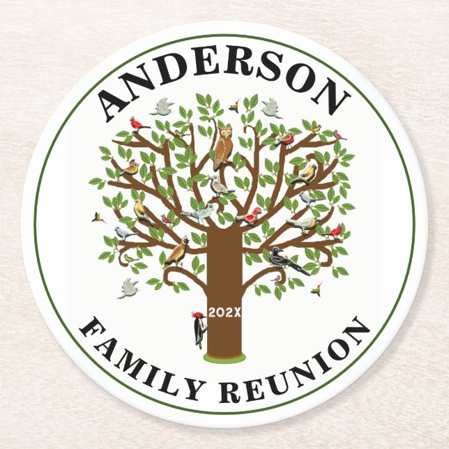 Family Reunion Keepsake Round Paper Coaster (Front)