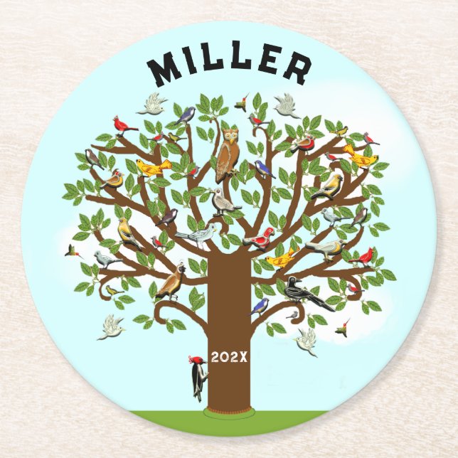 Family Reunion Keepsake Round Paper Coaster (Front)