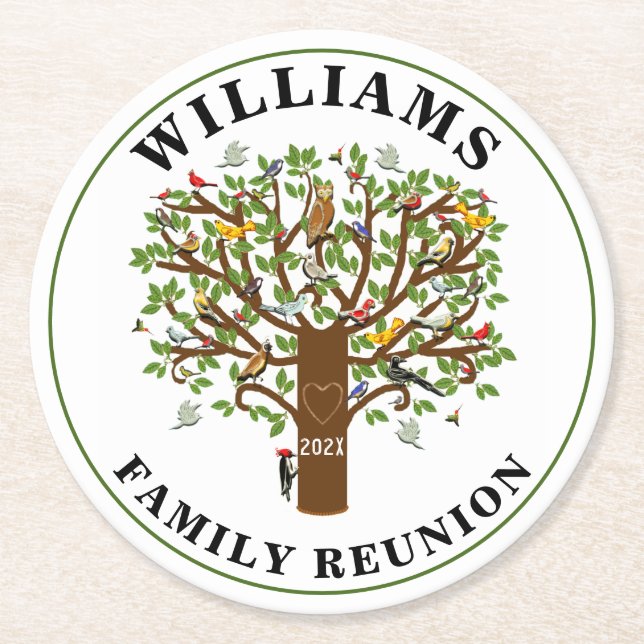 Family Reunion Keepsake Round Paper Coaster (Front)