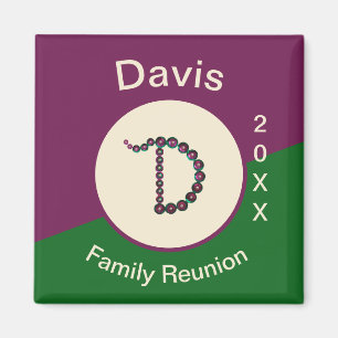 Family Reunion Keepsake Sequin Letter D Monogram Magnet