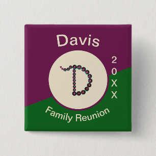 Family Reunion Keepsake Sparkling Letter D Initial 15 Cm Square Badge