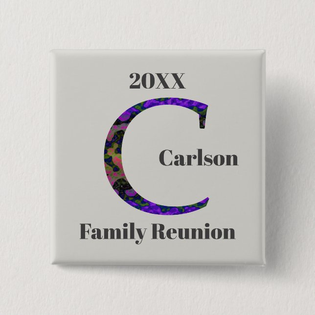Family Reunion Keepsake Tie-dye Letter C Monogram 15 Cm Square Badge (Front)