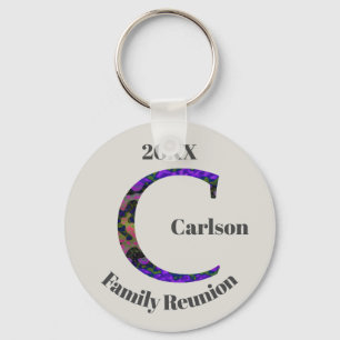 Family Reunion Keepsake Tie-dye Letter C Monogram Key Ring