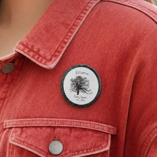 Family Reunion Keepsake Tree Elegant Black 6 Cm Round Badge