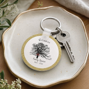 Family Reunion Keepsake Tree   Gold Key Ring