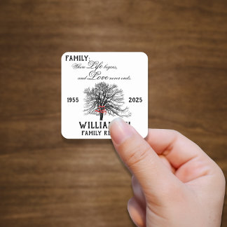 Family Reunion Keepsake Tree Life Quote Square Sticker