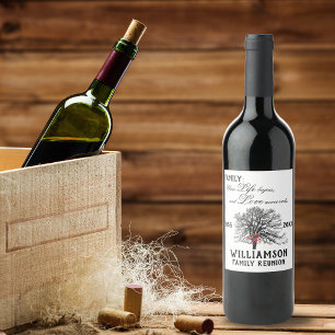 Family Reunion Keepsake Tree Life Quote Wine Label