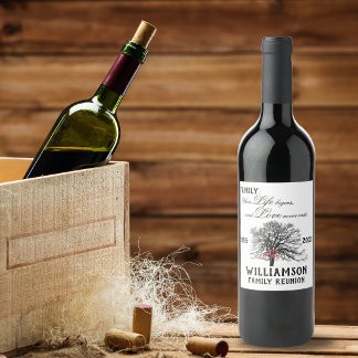 Family Reunion Keepsake Tree Life Quote Wine Label