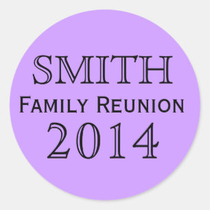 Family Reunion Lavender Background Classic Round Sticker