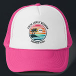 Family Reunion Logo | Trucker Hat<br><div class="desc">Fun custom trucker hat to commemorate your tropical vacation,  family reunion,  bachelor or bachelorette party,  etc. Features vibrant beach scene with palm trees. A perfect way to commemorate that amazing trip or party. Customise trip/event/family name,  location and year.</div>