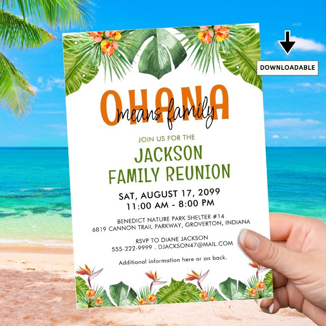 Family Reunion Luau OHANA Means Family Invitation (Creator Uploaded)