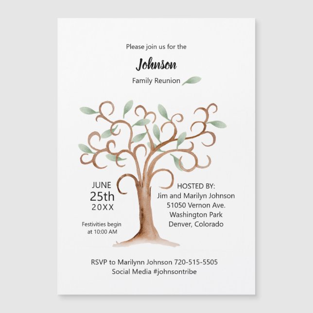 Family Reunion Magnetic Tree Invitation (Front)
