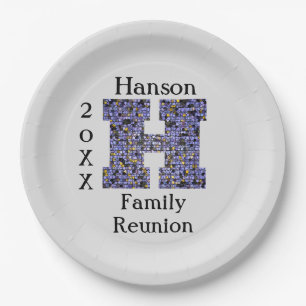 Family Reunion Meal Picnic Mosaic Letter H Initial Paper Plate