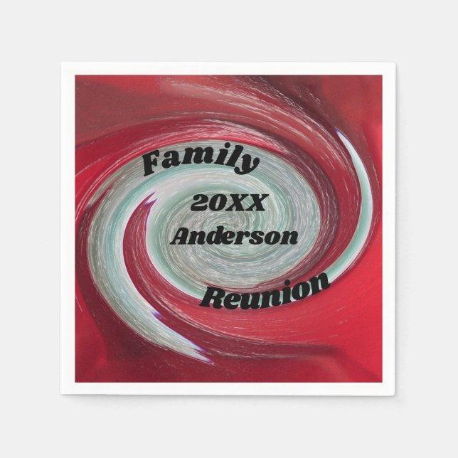 Family Reunion Meal Red White Swirled Artistic Napkin (Front)
