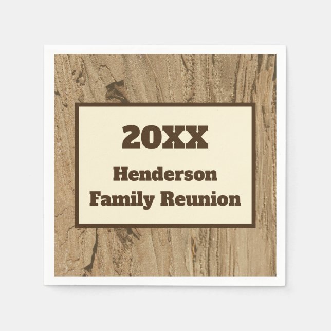Family Reunion Meal Woodgrain Rustic Picnic Napkin (Front)