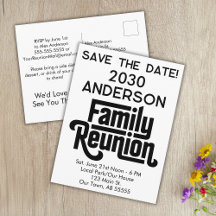 Family Reunion Modern Black White Save The Date