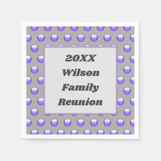 Family Reunion Modern Blue and Grey Polka Dot Napkin (Front)