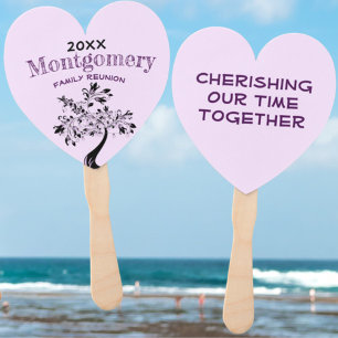 Family Reunion Modern Colourful Floral Tree Purple Hand Fan