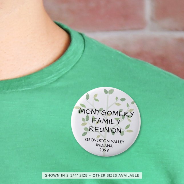 Family Reunion Modern Family Tree Personalised 6 Cm Round Badge (Creator Uploaded)
