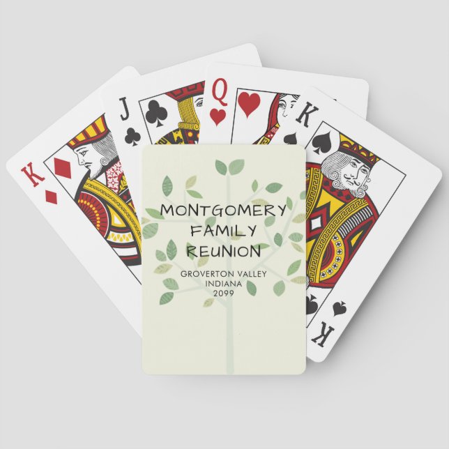 Family Reunion Modern Family Tree Personalised Playing Cards (Back)