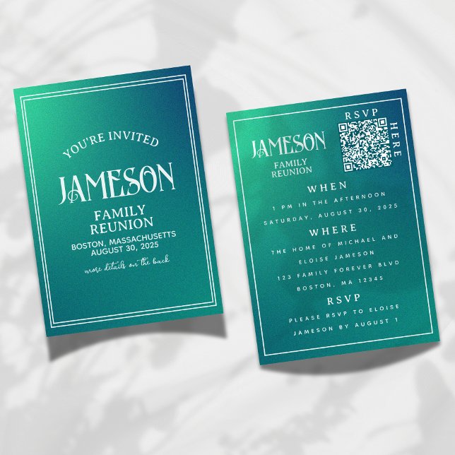 Family Reunion Modern Gradient QR Code Invitation (Creator Uploaded)