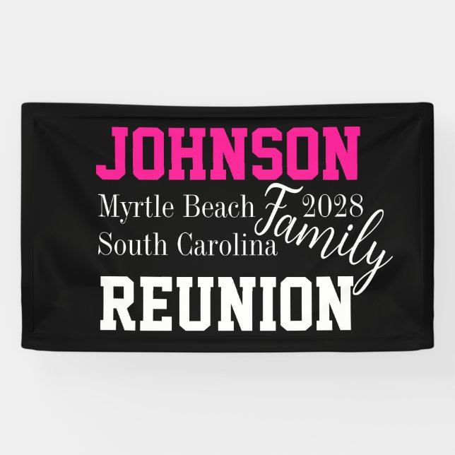 Family Reunion Modern Hot Pink Party Banner (Horizontal)