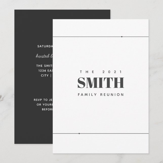Family Reunion Modern Minimalist Simple  Announcement (Front/Back)