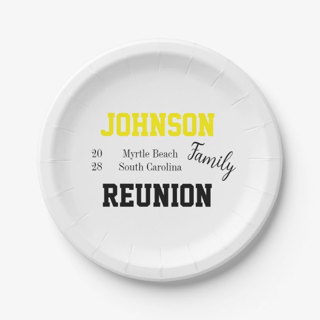 Family Reunion Modern Party Paper Plate (Front)