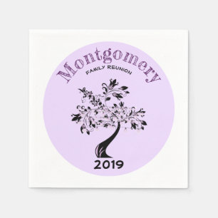 Family Reunion Modern Purple and Black Tree Napkin